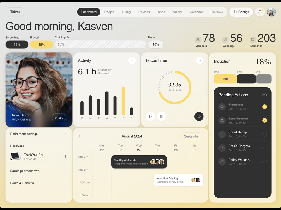 “Modern HR Dashboard”｜来源 MotionSites｜原分类 网站